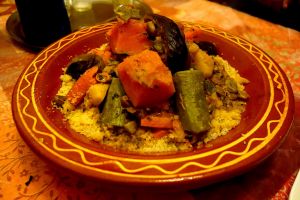 Authentic Moroccan couscous with beef and vegetables
